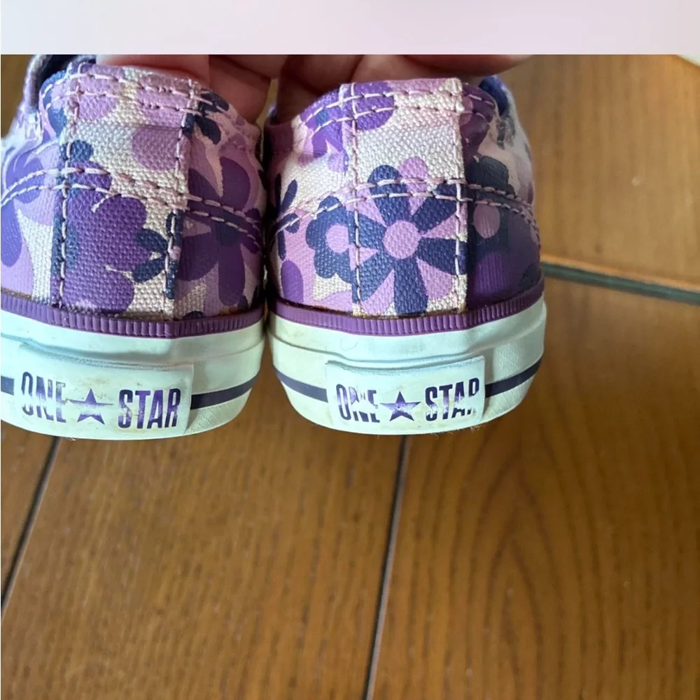 Converse Kids Lavender and Purple Floral Low-Top Sneakers